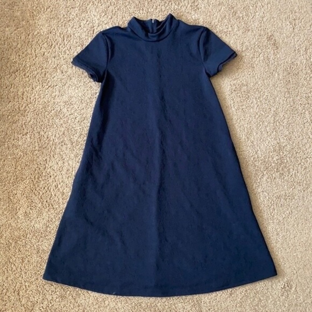 Simply Vera Wang Floral Texture Embossed A-Line Dress Womens M Blue Short Sleeve - Picture 11 of 16